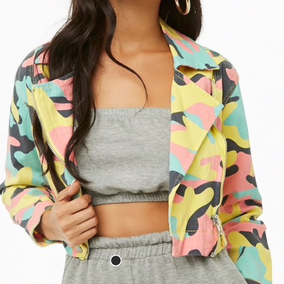 Forever 21 Jackets & Blazers - Forever 21 Moto Camo Jacket